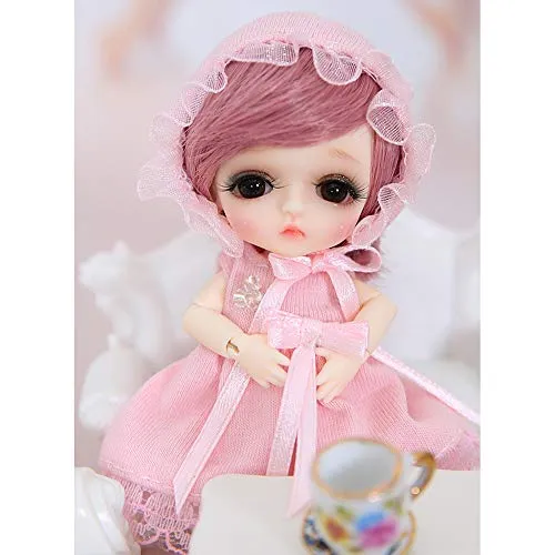 1/12 BJD Doll 9 cm Ball Joints SD Dolls Action Figure DIY Toy Best Gift with Clothes Wigs Free Makeup for Girls,A