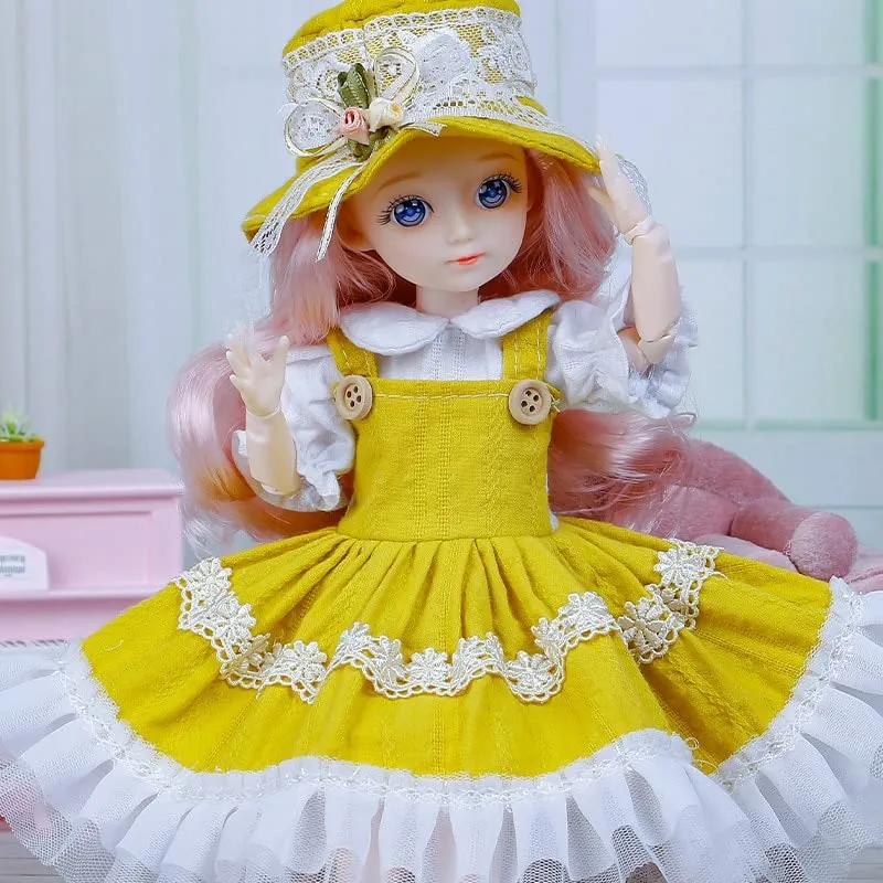12 Inch BJD Doll 22 Movable Joints 1/6 Makeup Dress Up Color 3D Big Eyeball Dolls with Fashion Clothes for Girls DIY Toy Dollandclothes Pinkblue2