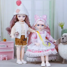 12 Inch BJD Doll 22 Movable Joints 1/6 Makeup Dress Up Color 3D Big Eyeball Dolls with Fashion Clothes for Girls DIY Toy Dollandclothes Pinkblue2