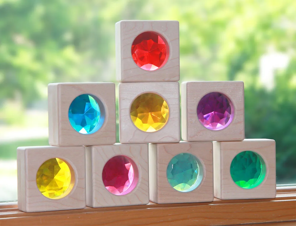 4 pc. Warm Color See-Through Window Gem Blocks