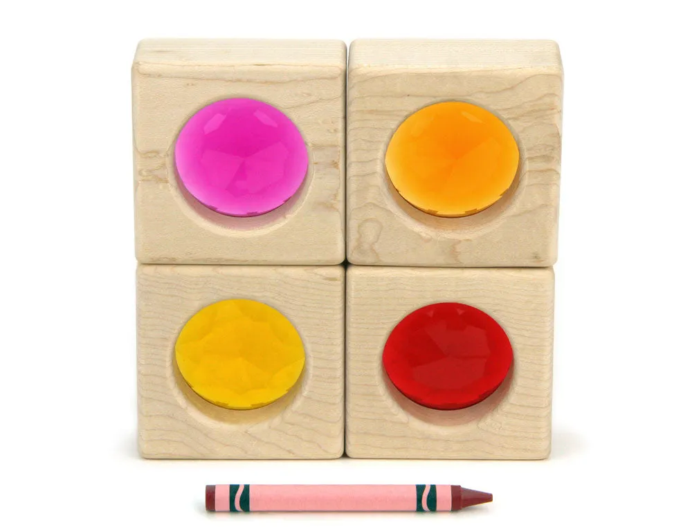 4 pc. Warm Color See-Through Window Gem Blocks