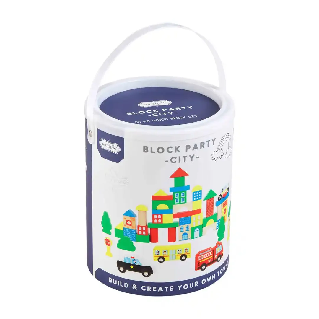 50Pc Block Party City Wooden Block Set