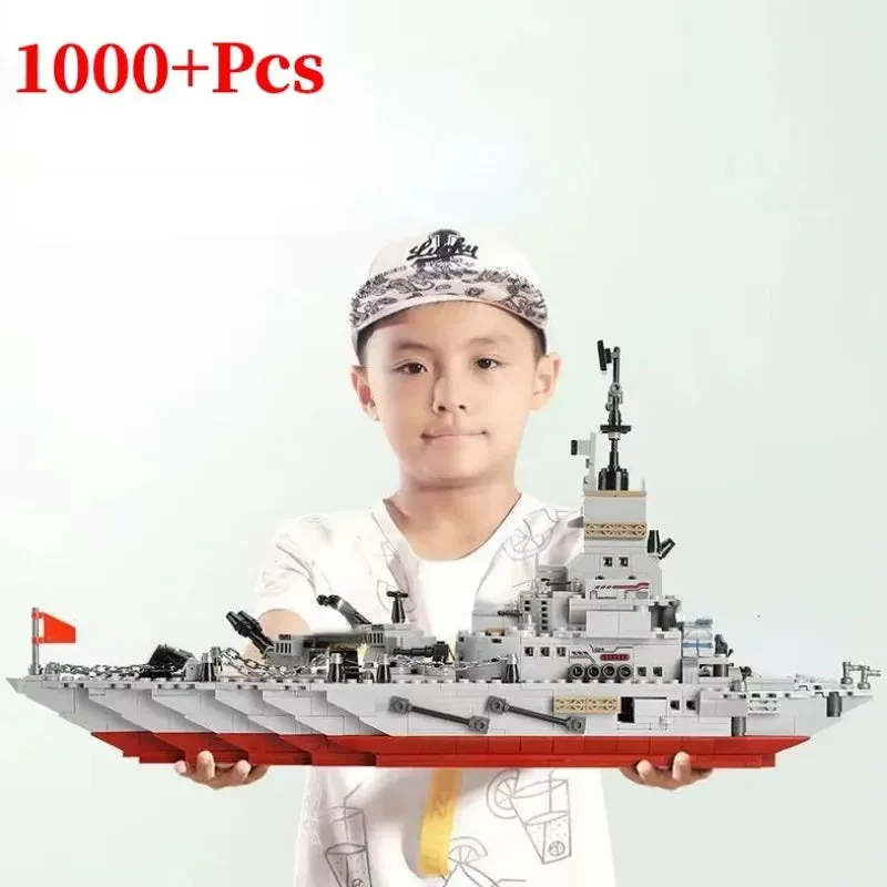 8 in 1 Army Ocean Cruiser Warship Building Blocks 1000pcs Set Aircraft Carrier Army Ship Transformer Bricks Toys for Children