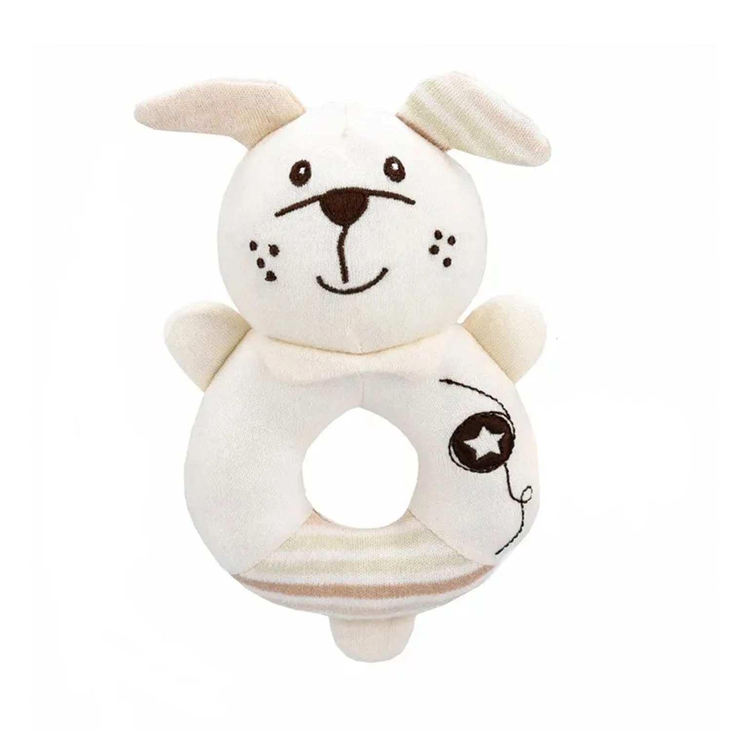 Baby Moo Puppy Love 2 Pack Squeaker Handheld Rattle Toy - Cream