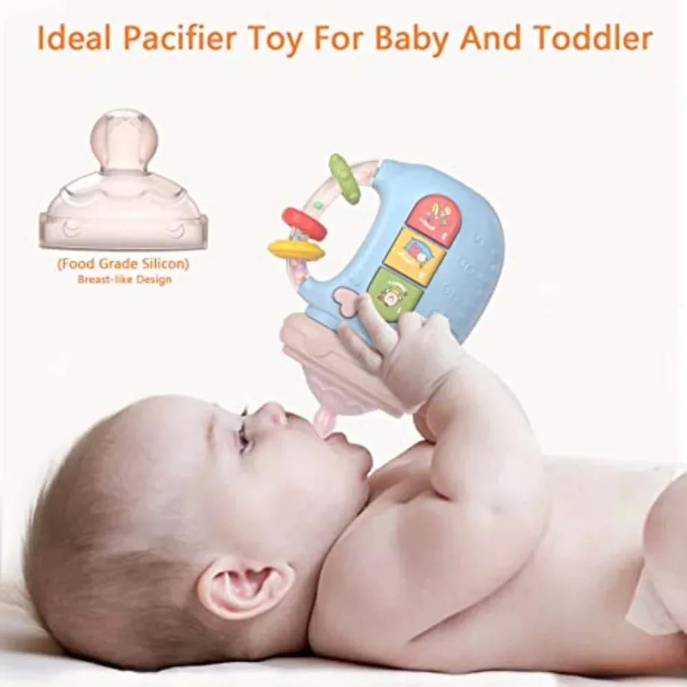 Baby Toys for 6-18 Months, 4-In-1 Silicone Pacifier   Baby Rattles   Light up Toys   Teether Toy, Sensory Toys for Toddlers 6 Months Old, Musical Toys, Christmas Easter Gifts