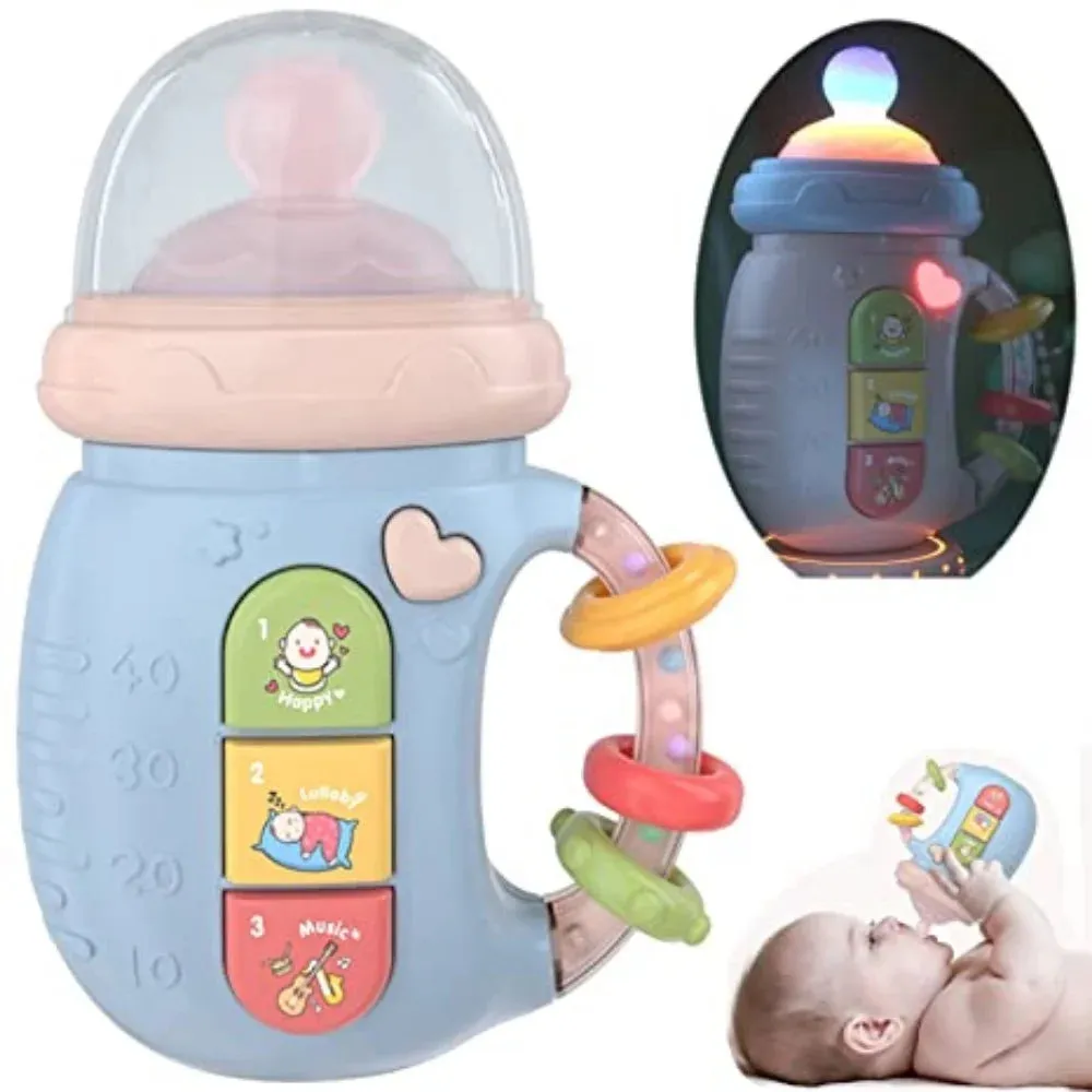 Baby Toys for 6-18 Months, 4-In-1 Silicone Pacifier   Baby Rattles   Light up Toys   Teether Toy, Sensory Toys for Toddlers 6 Months Old, Musical Toys, Christmas Easter Gifts