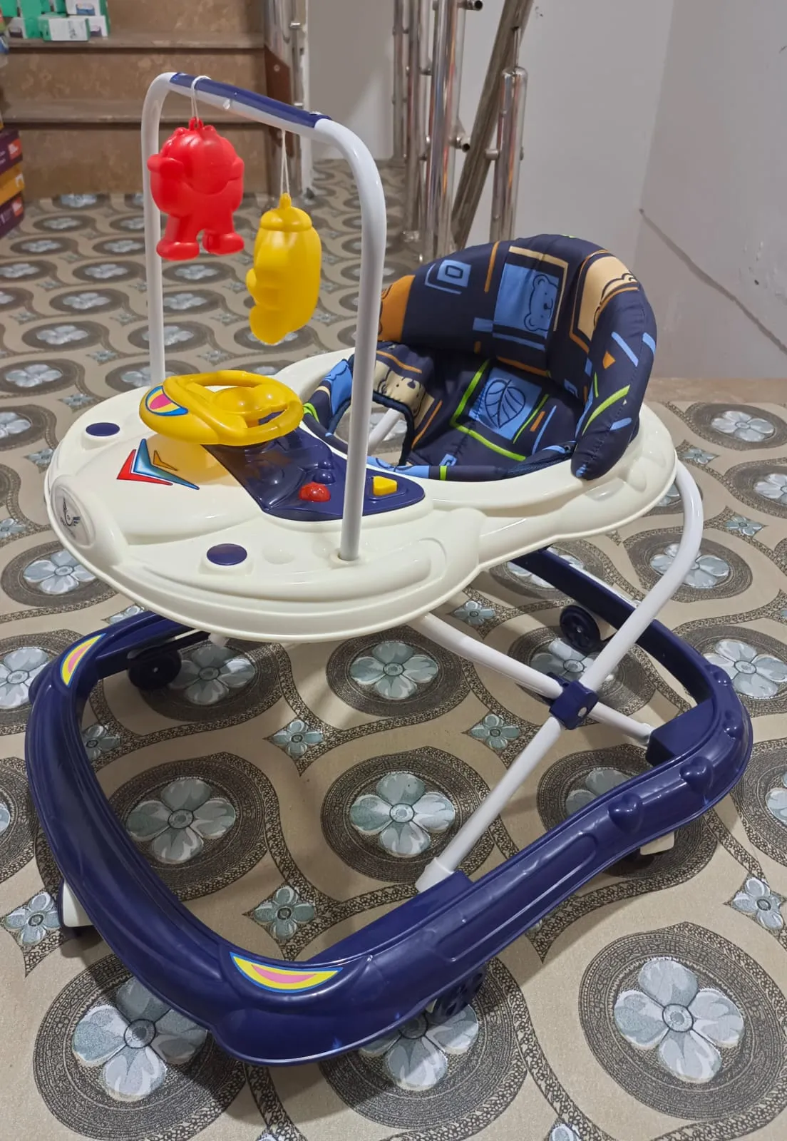 Baby Walker With Hanging Rattles In Beautiful Blue Color