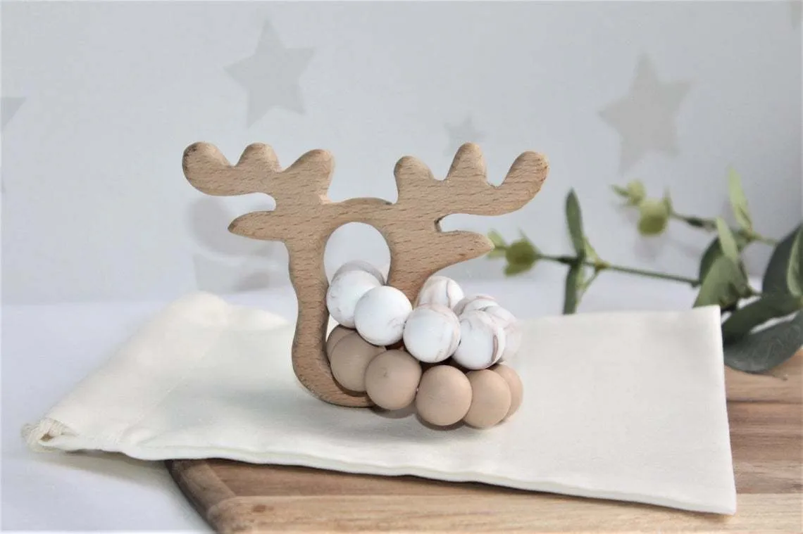 Baby Wooden Rattles, Raw Wooden Toys, Silicone Beads