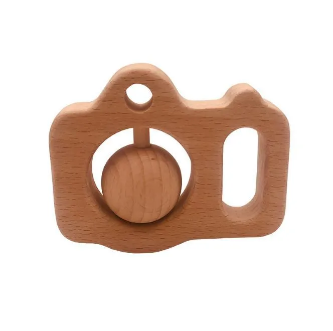 Baby Wooden Rattles, Raw Wooden Toys, Silicone Beads