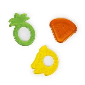 Bright Starts Juicy Chews 3-Pack Textured Teethers - Watermelon, Pineapple, Banana - BPA Free, Unisex, 3 months  