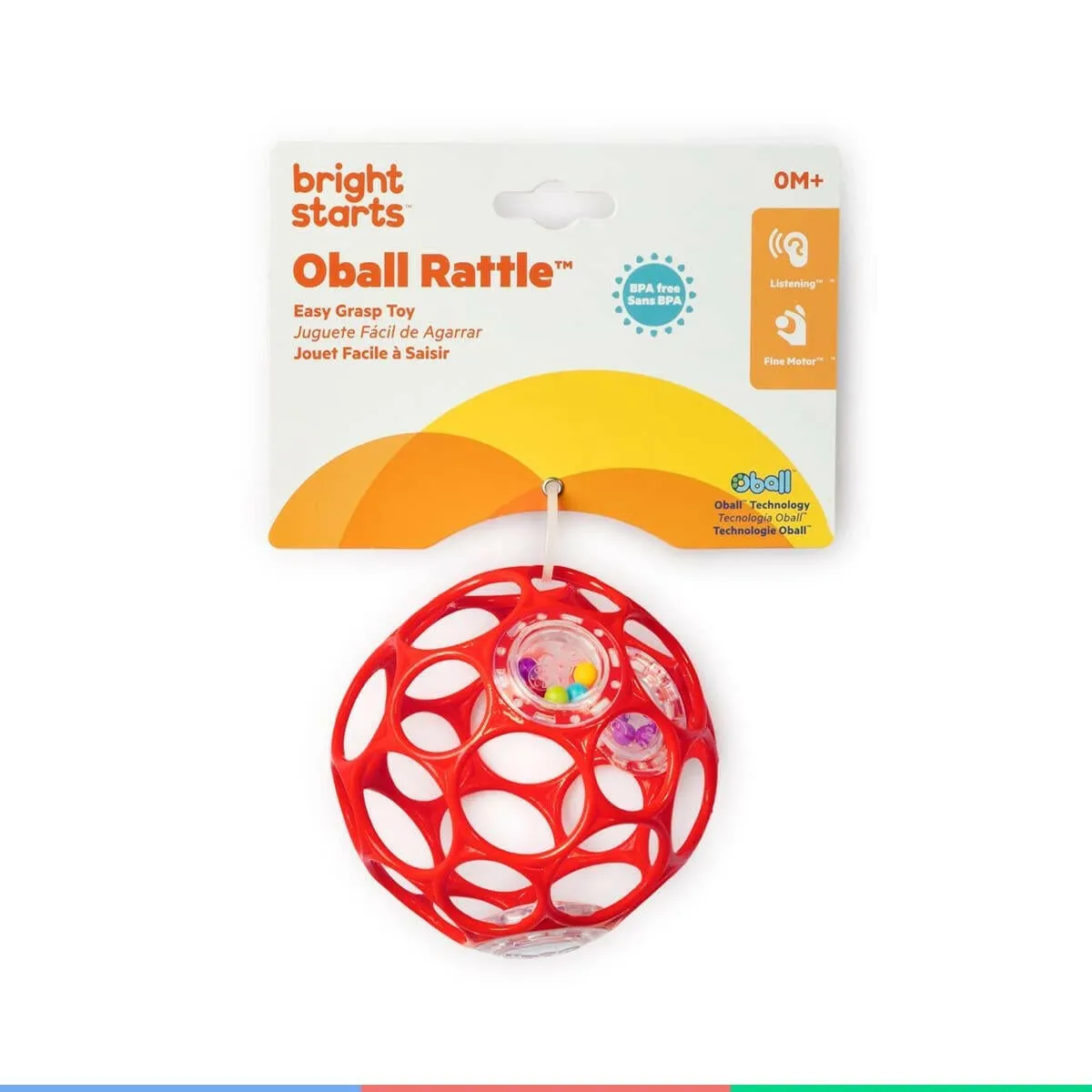 Bright Starts Oball Rattle Easy-Grasp Toy, Ages Newborn Plus