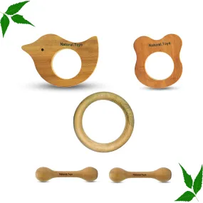 Buy Natural.Toys Neem Wood Teether Combo For Infant (Bear Teether   Bird Teether 75Mm Ring Teethers   2 Chusni Soother) Baby Teethers Set