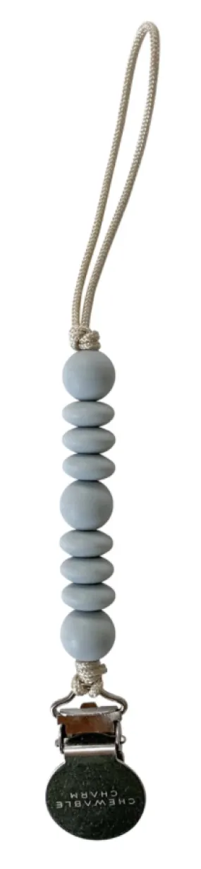 Chewable Charm Petite Grace Pacifier Clip- Mist Grey
