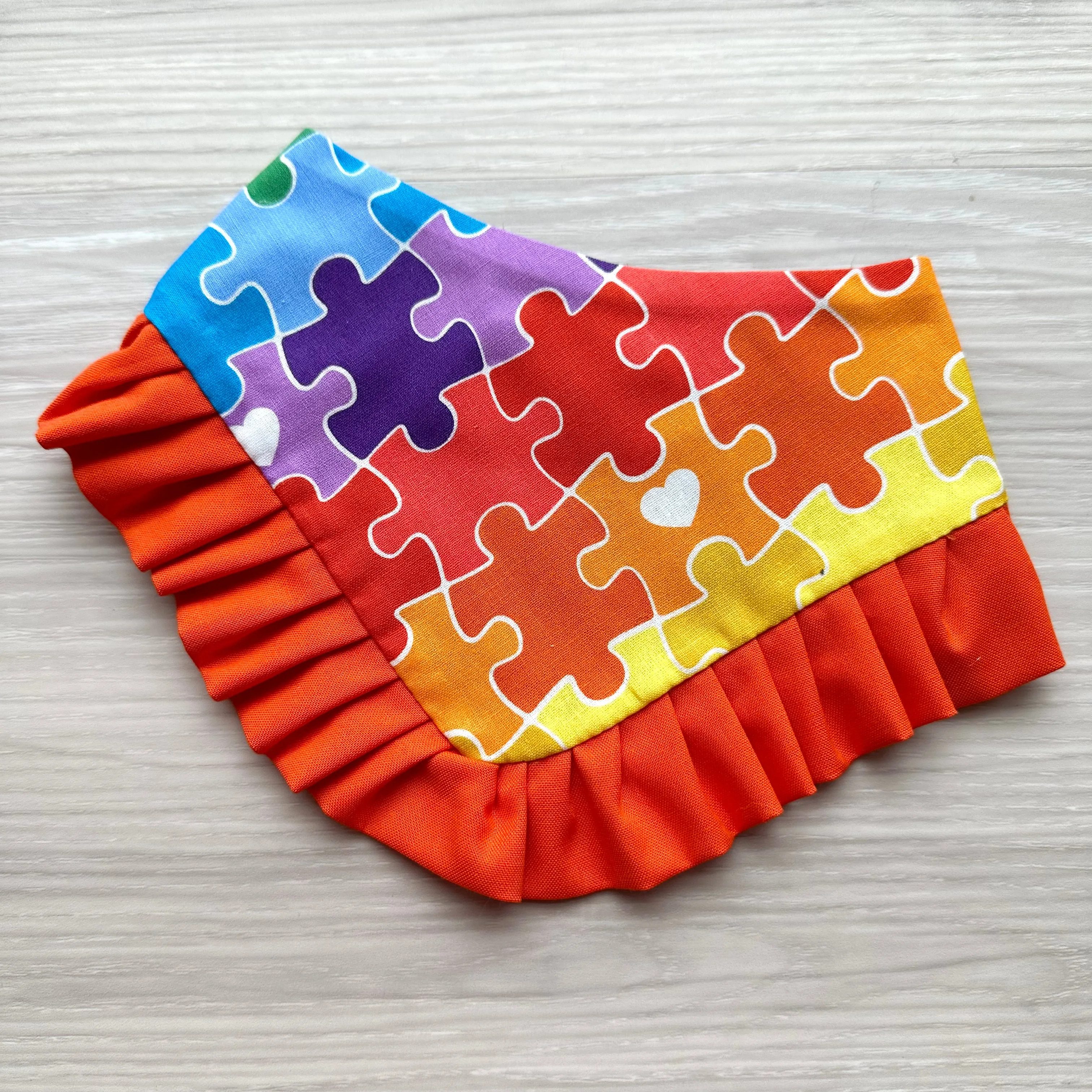 Colorful Puzzles Dog Bandana with Ruffle