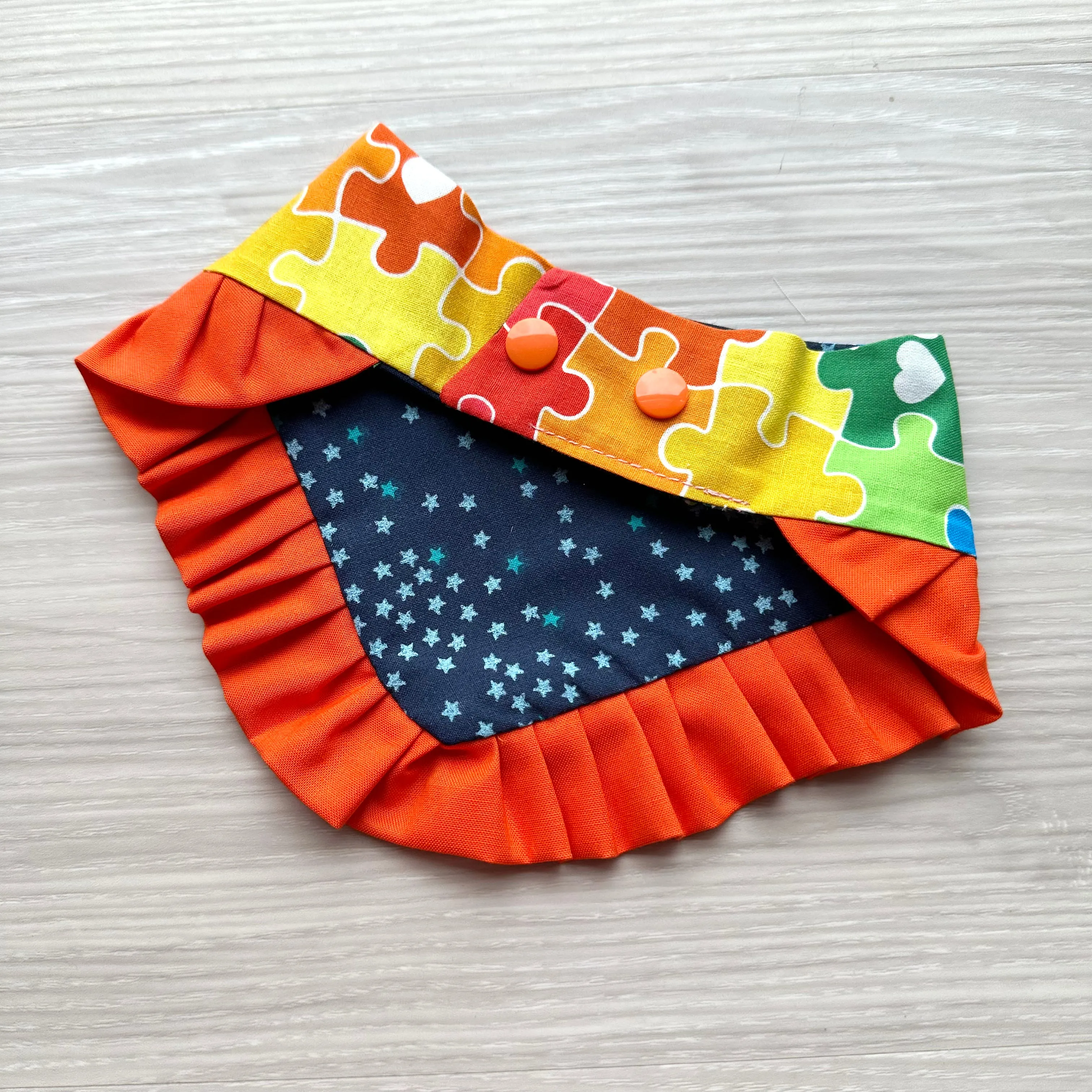 Colorful Puzzles Dog Bandana with Ruffle