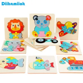 Colorful Wood 3D Puzzles Cartoon