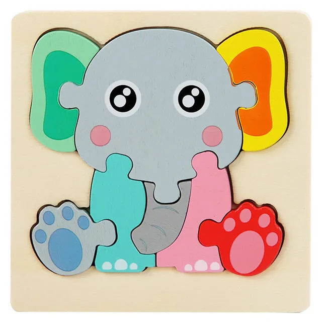 Colorful Wood 3D Puzzles Cartoon