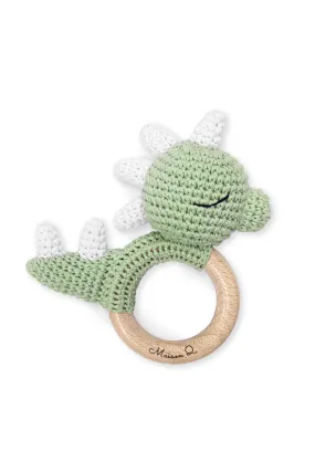 Curious Dino Crocheted Baby Rattle