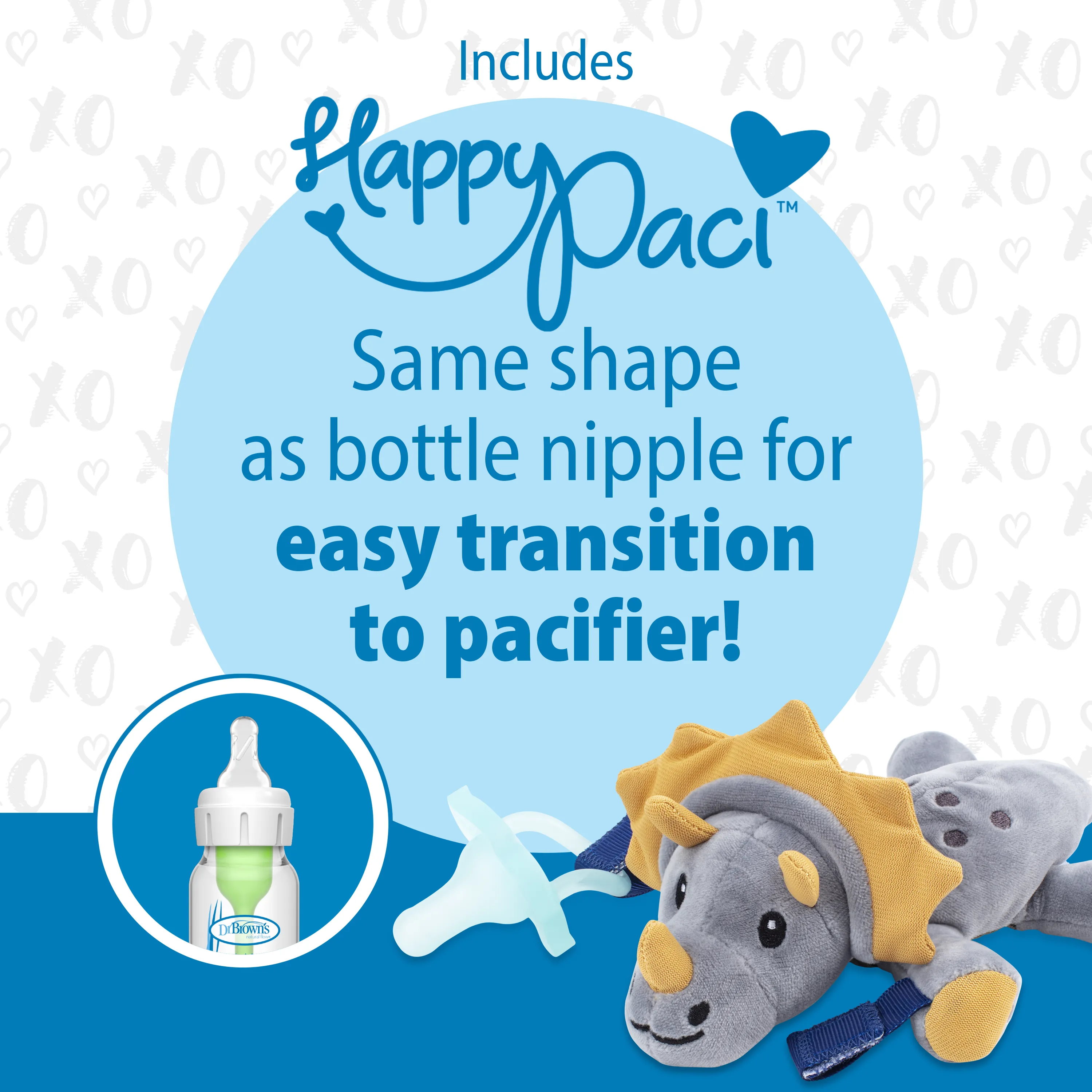 Dr. Brown’s® Lovey Pacifier and Teether Holder, Triceratops