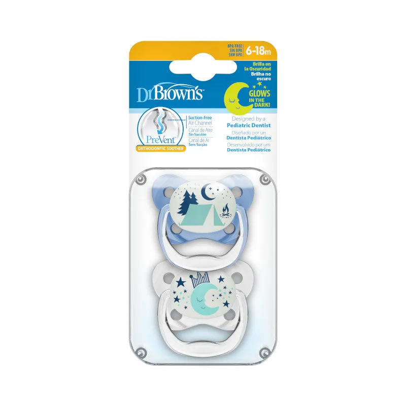 Dr. Brown’s PreVent Glow in the Dark Soother Stage 2 Twin Pack