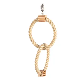 Duvo Birdtoy Double Ring In Sisal and Wooden BBQ Blocks 42cm