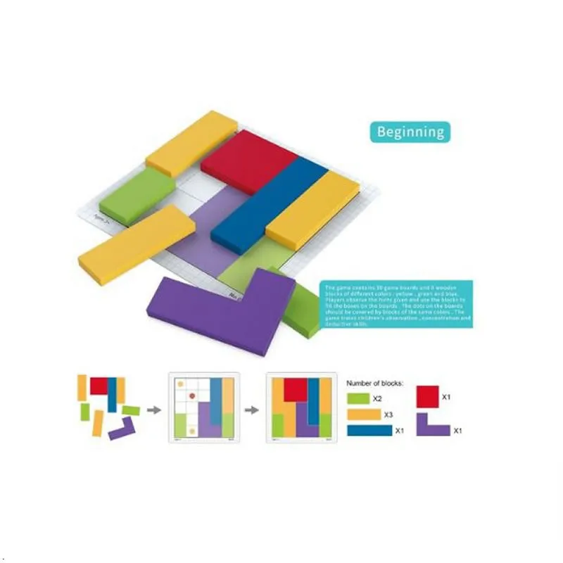 Educational Wooden Geometry Puzzles Building Blocks F13-21-495