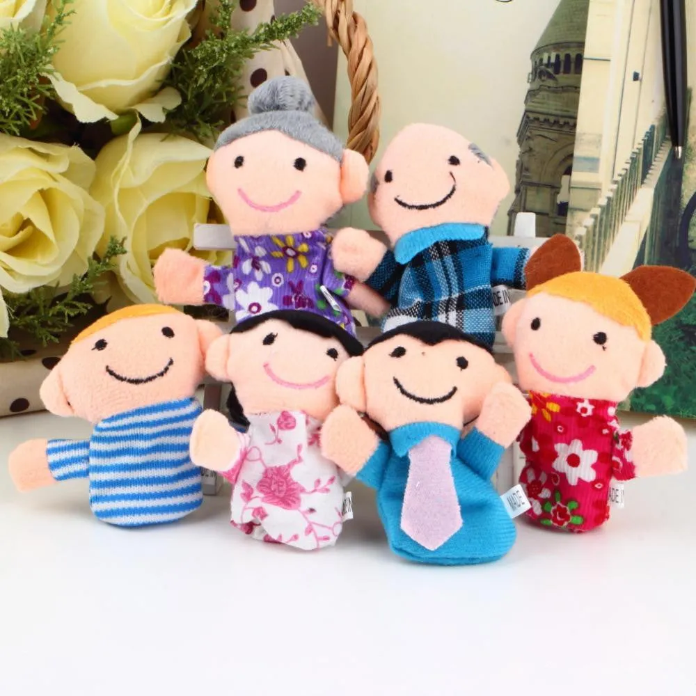 Finger Plush Puppet Happy Family Story Telling Dolls Support Children Baby Educational Toys-6pcs/set