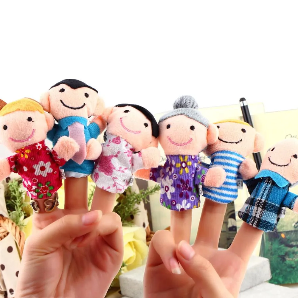 Finger Plush Puppet Happy Family Story Telling Dolls Support Children Baby Educational Toys-6pcs/set