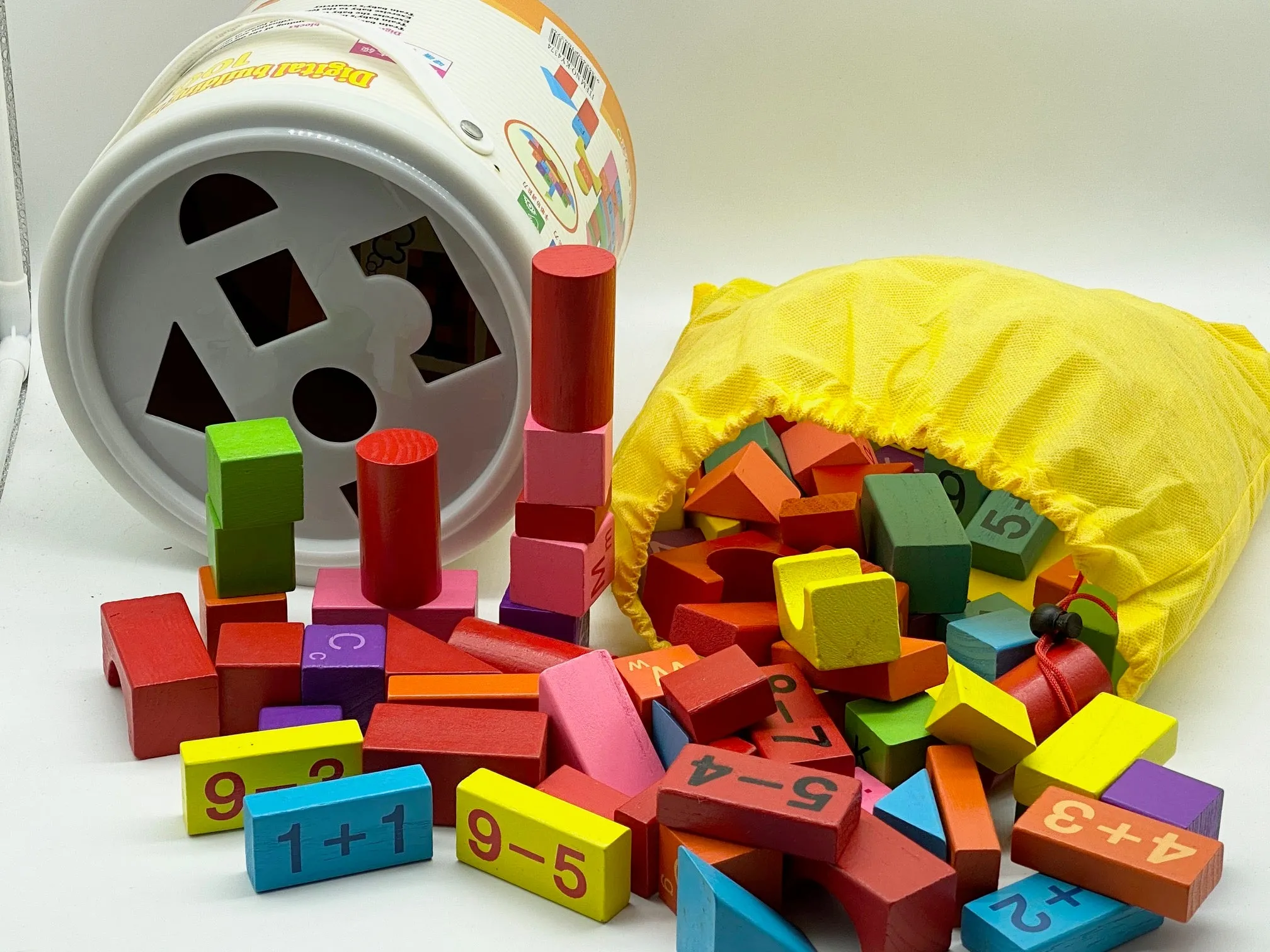 Kids Wooden Blocks 100 Pcs with Tub- Rec. Age: 24 months 