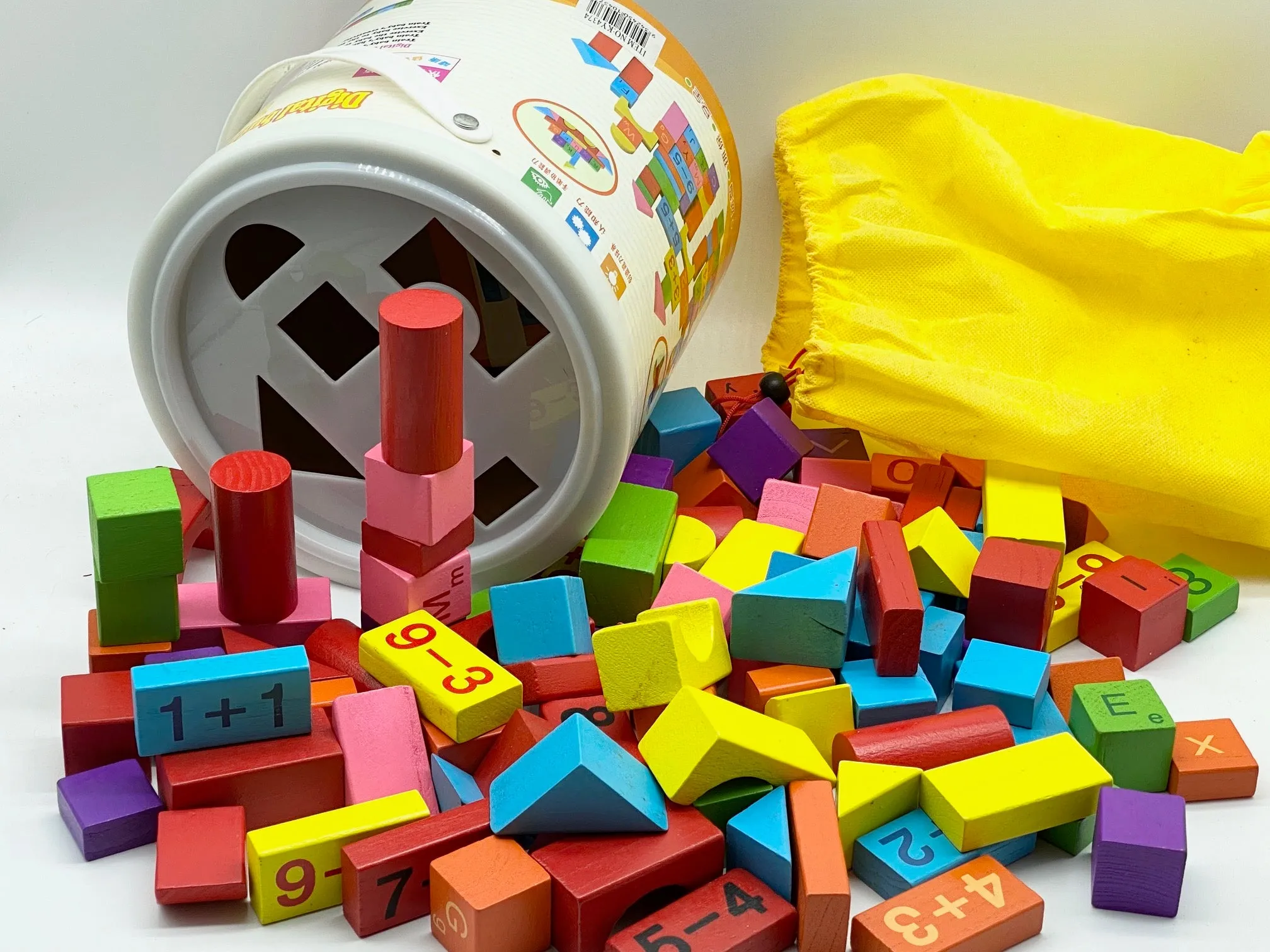 Kids Wooden Blocks 100 Pcs with Tub- Rec. Age: 24 months 