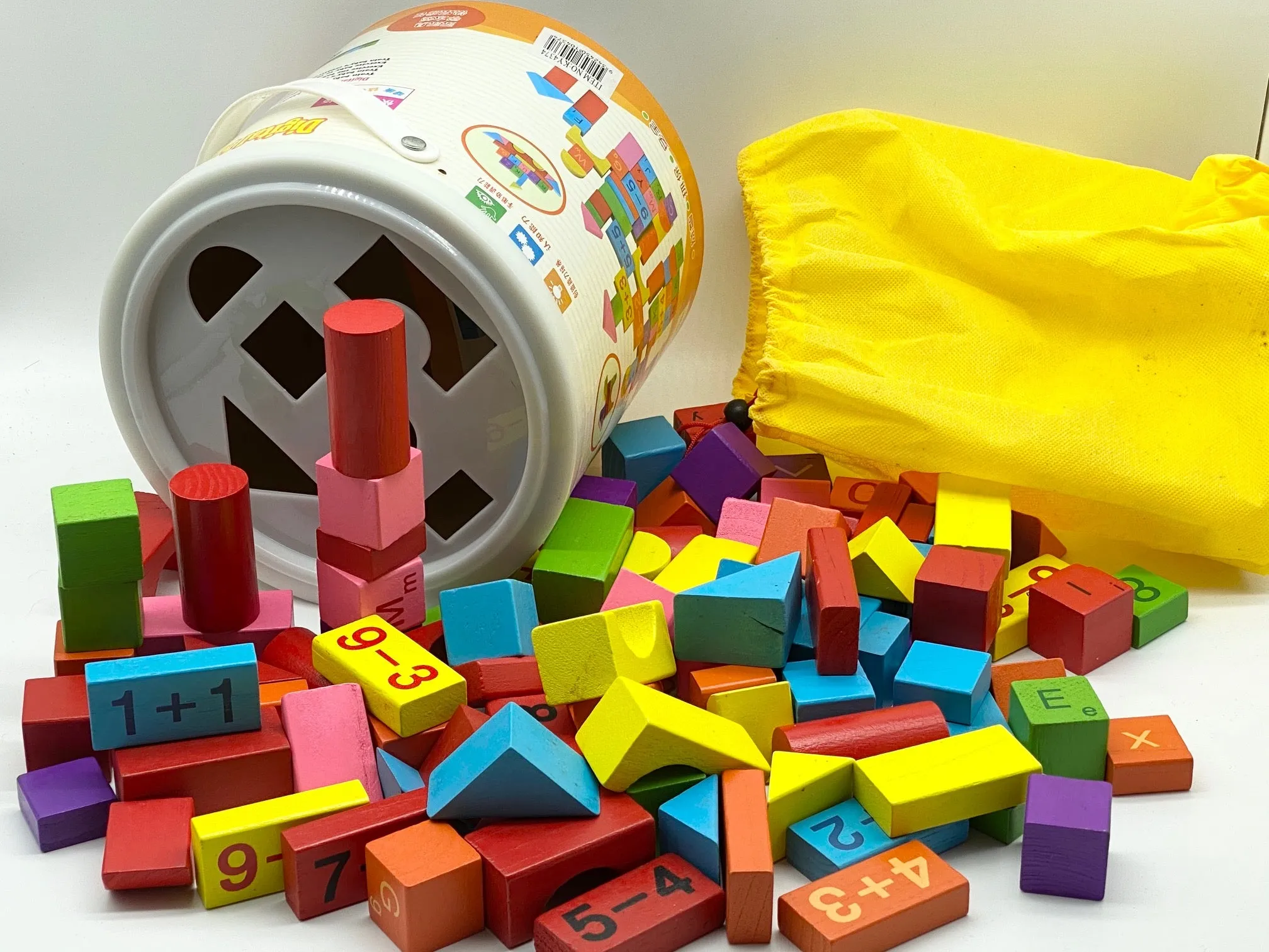 Kids Wooden Blocks 100 Pcs with Tub- Rec. Age: 24 months 