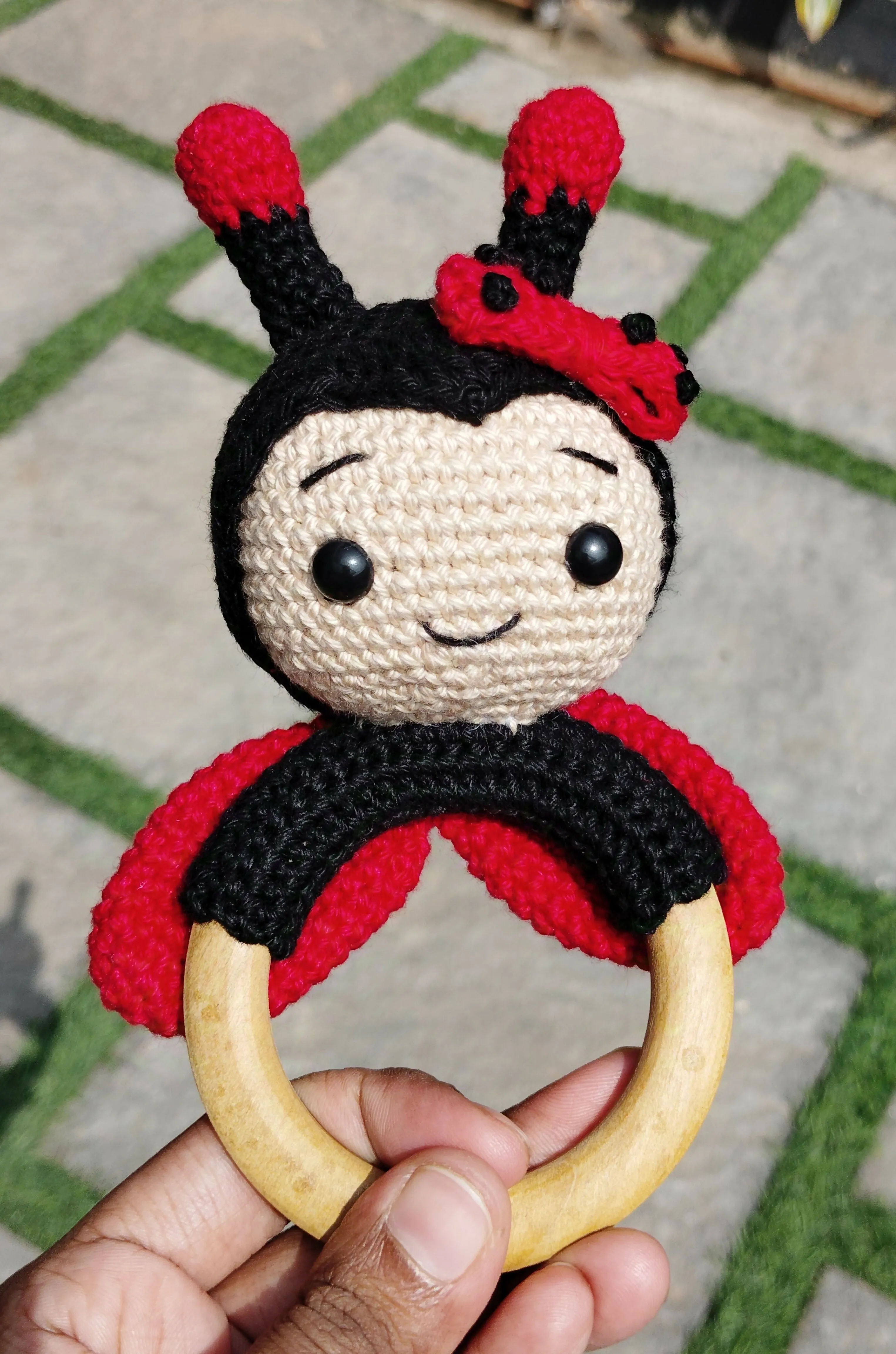Ladybug Rattle Cum Teether Toy