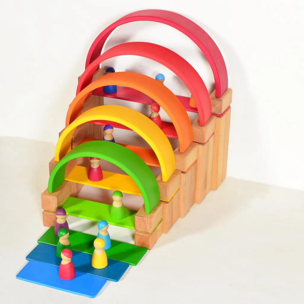 Large Stepped Pyramid of Wooden Building Blocks 64 - Natural