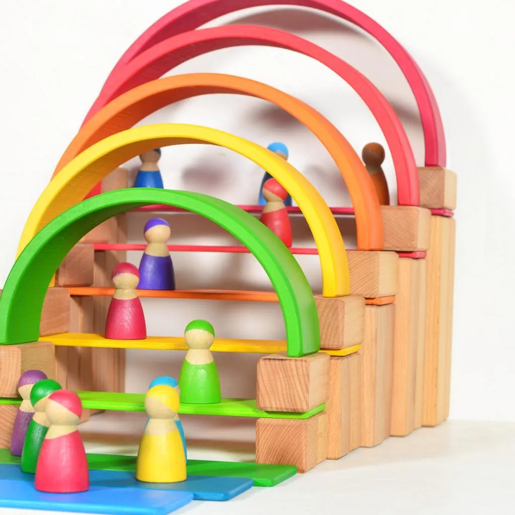 Large Stepped Pyramid of Wooden Building Blocks 64 - Natural