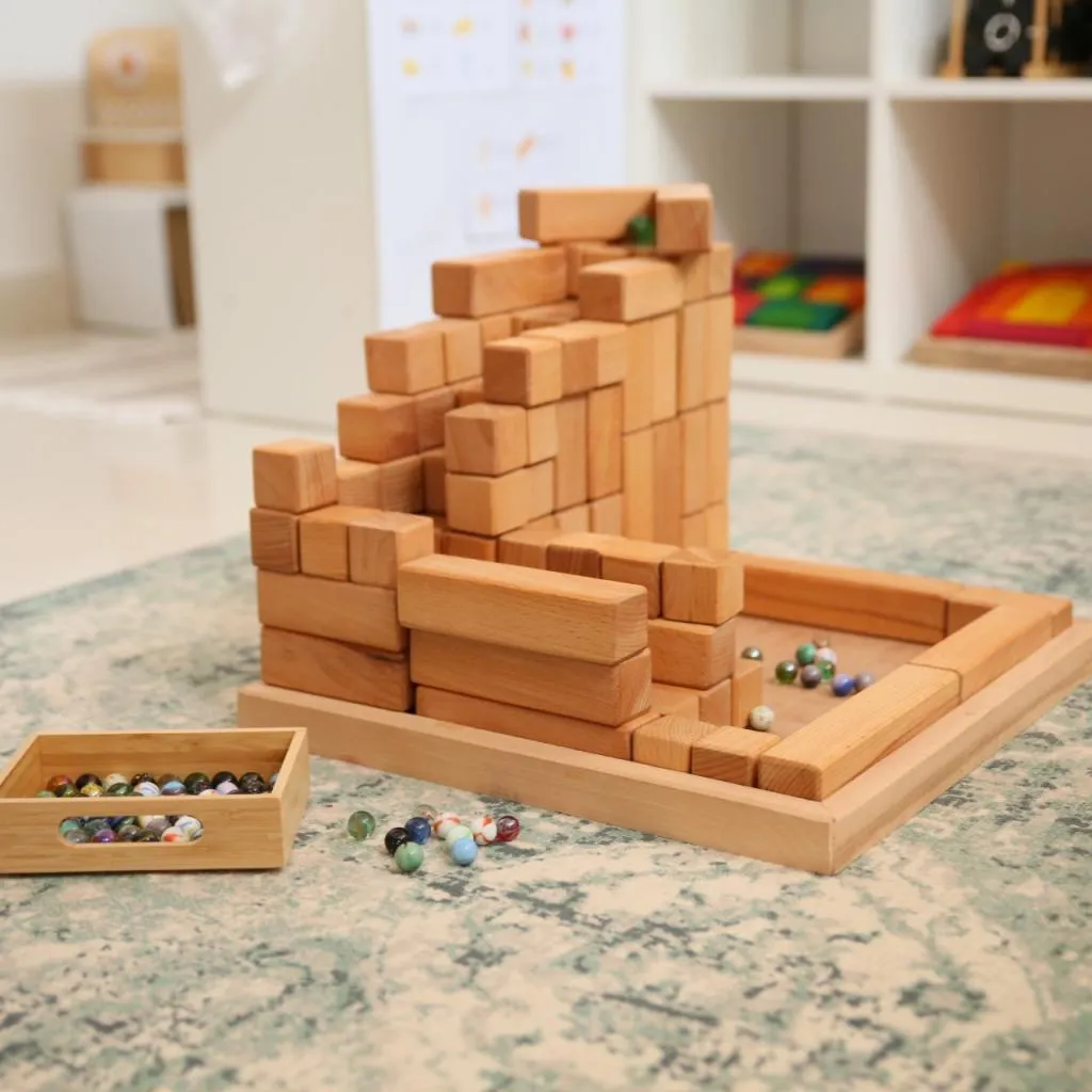 Large Stepped Pyramid of Wooden Building Blocks 64 - Natural