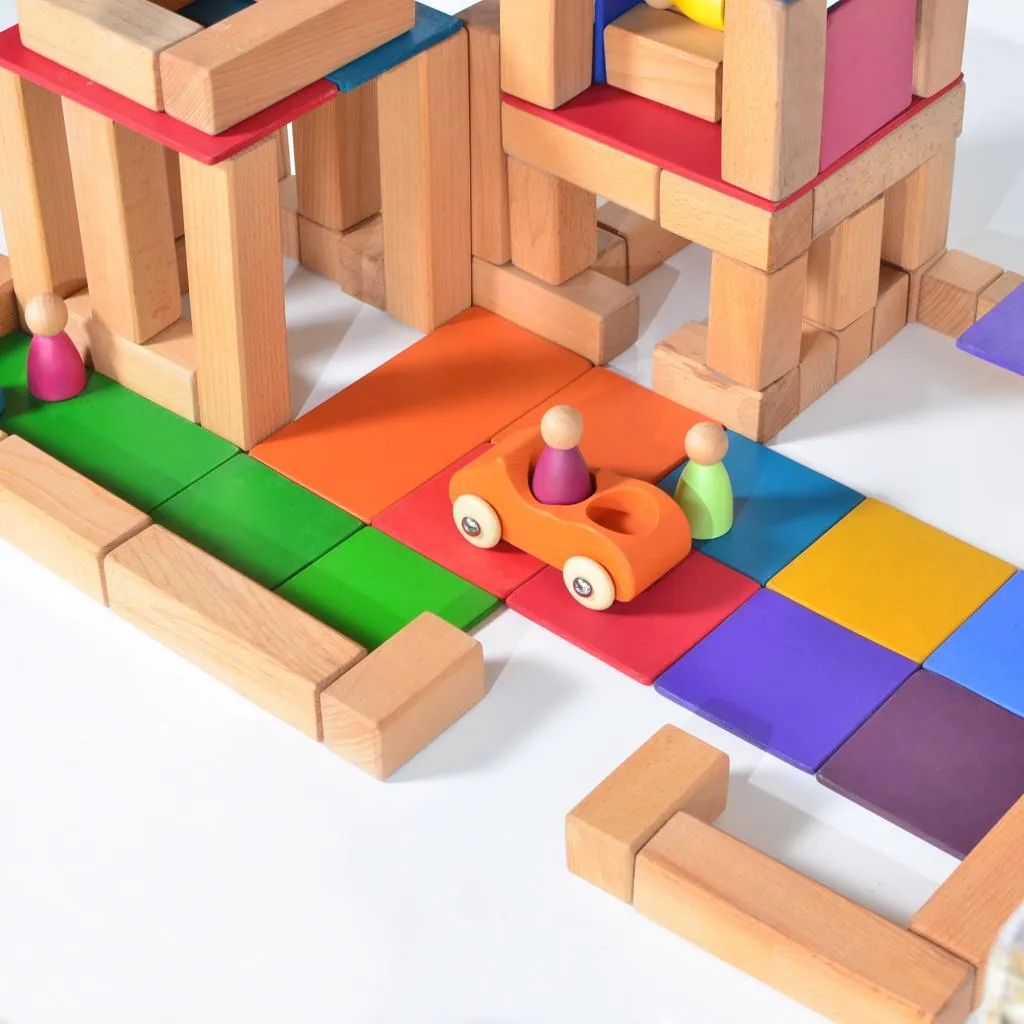 Large Stepped Pyramid of Wooden Building Blocks 64 - Natural