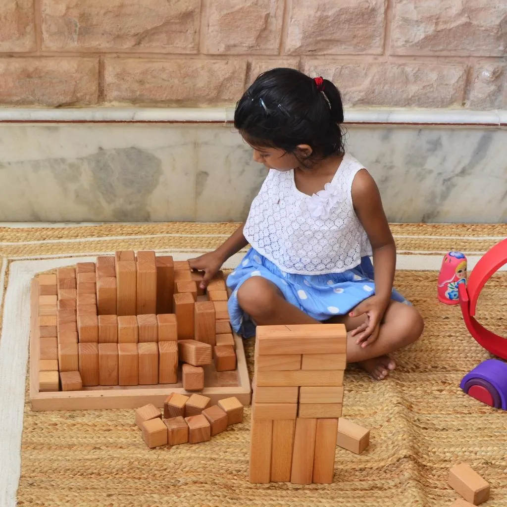 Large Stepped Pyramid of Wooden Building Blocks 64 - Natural