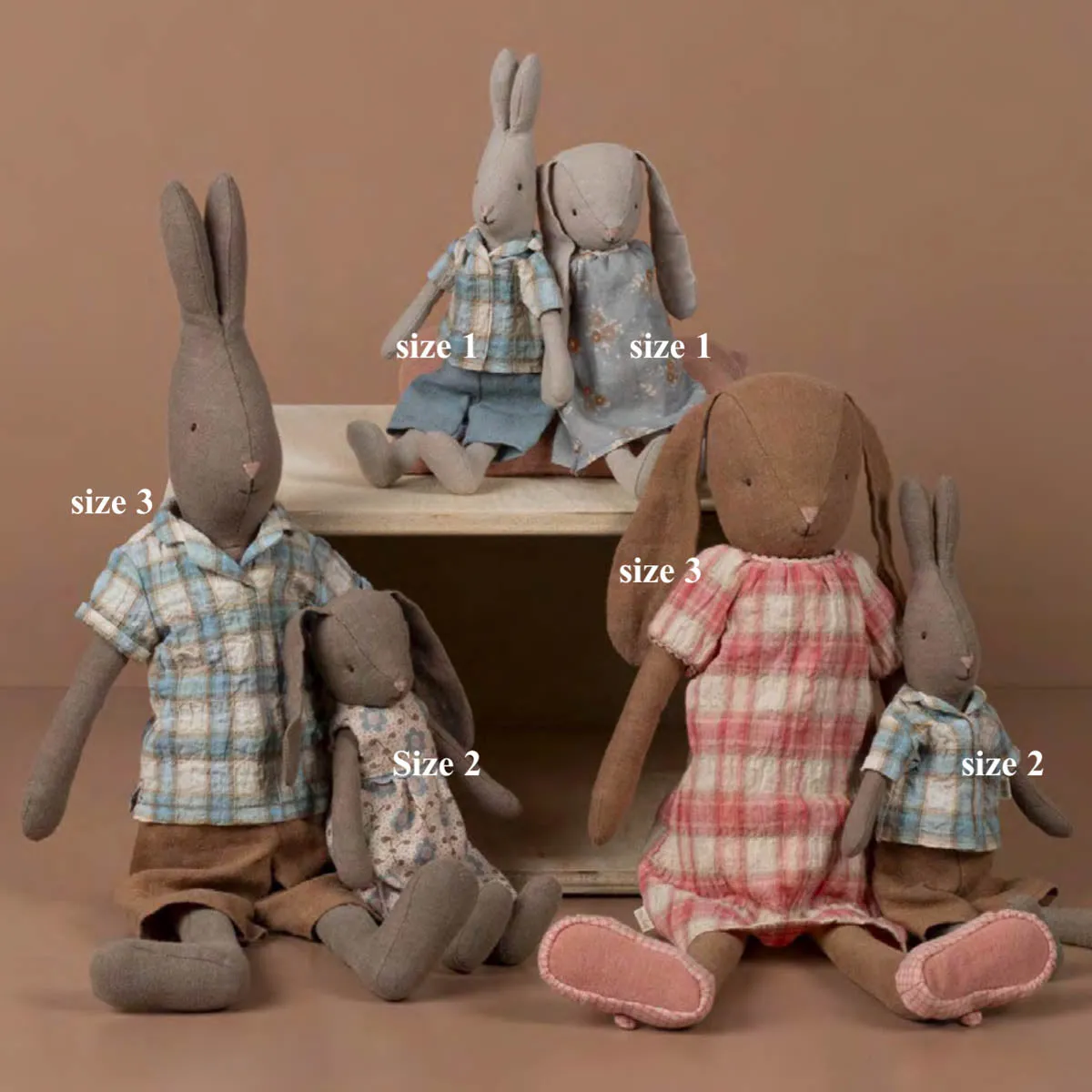 Maileg Rabbit in Checker Shirt, Size 3 (ships in May)
