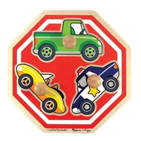 Melissa & Doug Fresh Start Kids Jumbo Knob Puzzle 3 Pc Wooden Stop Sign Vehicles Ages 1 