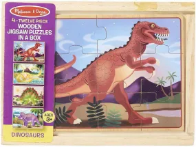 Melissa and Doug Wooden Jigsaw Puzzles 4 Assorted Puzzles in a Box Dinosaurs Ages 3 