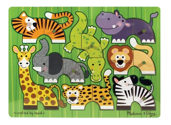 Melissa and Doug Wooden Safari Mix N Match Peg Puzzle Item # 3266 Ages 2  Hand Crafted