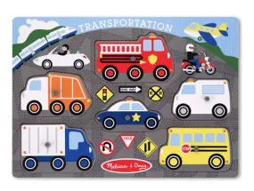 Melissa and Doug Wooden Transportation Peg Puzzle Ages 2  000772033862