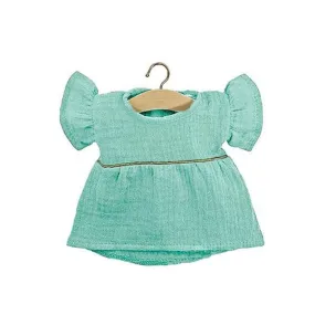 Minikane amigas daisy dress in double gauze cotton green water