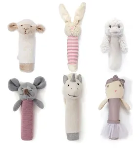 Mix Pack of 6 Rattles - Pink & Cream