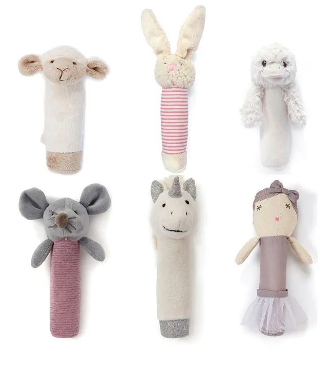 Mix Pack of 6 Rattles - Pink & Cream