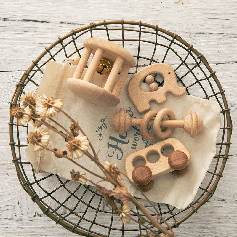 Montessori Baby Beech Wood Rattle Sets