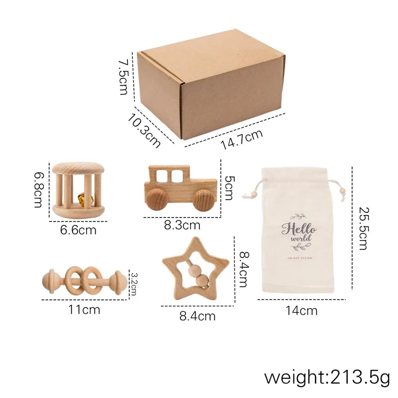 Montessori Baby Beech Wood Rattle Sets