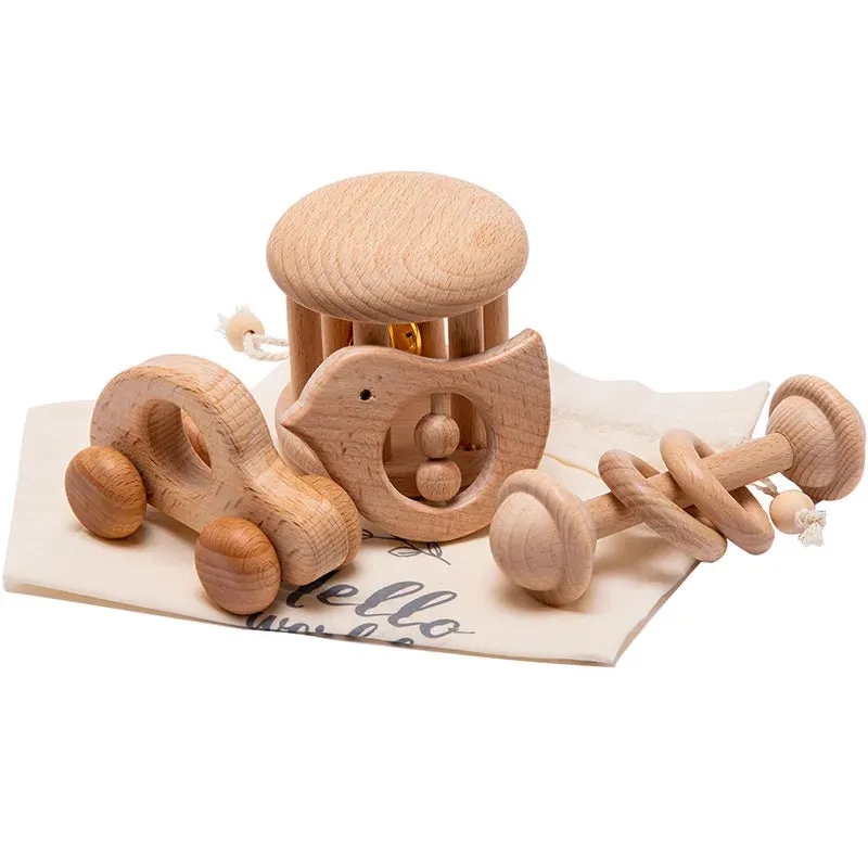Montessori Baby Beech Wood Rattle Sets