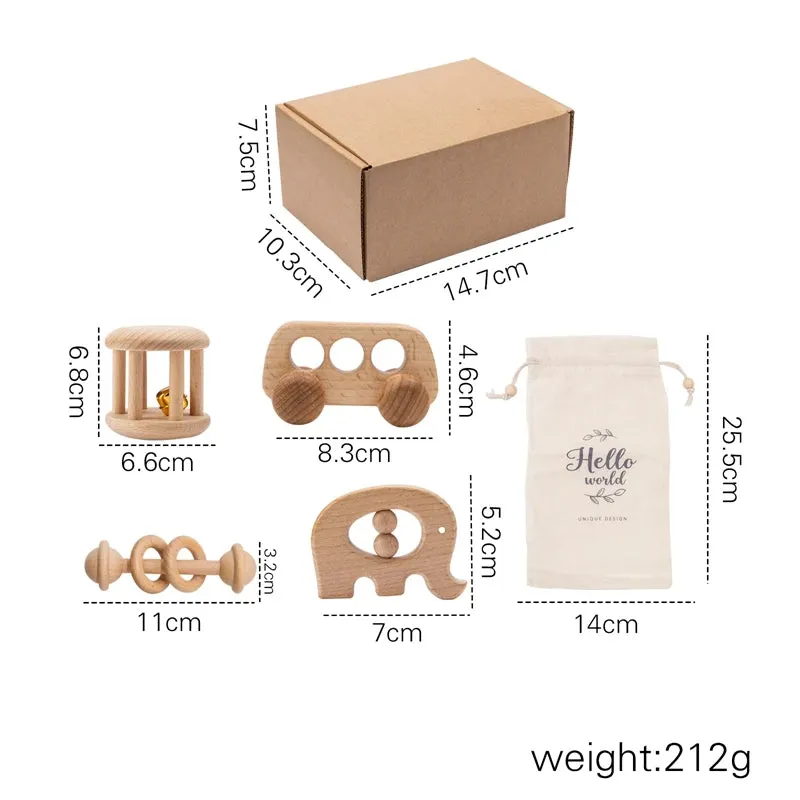Montessori Baby Beech Wood Rattle Sets