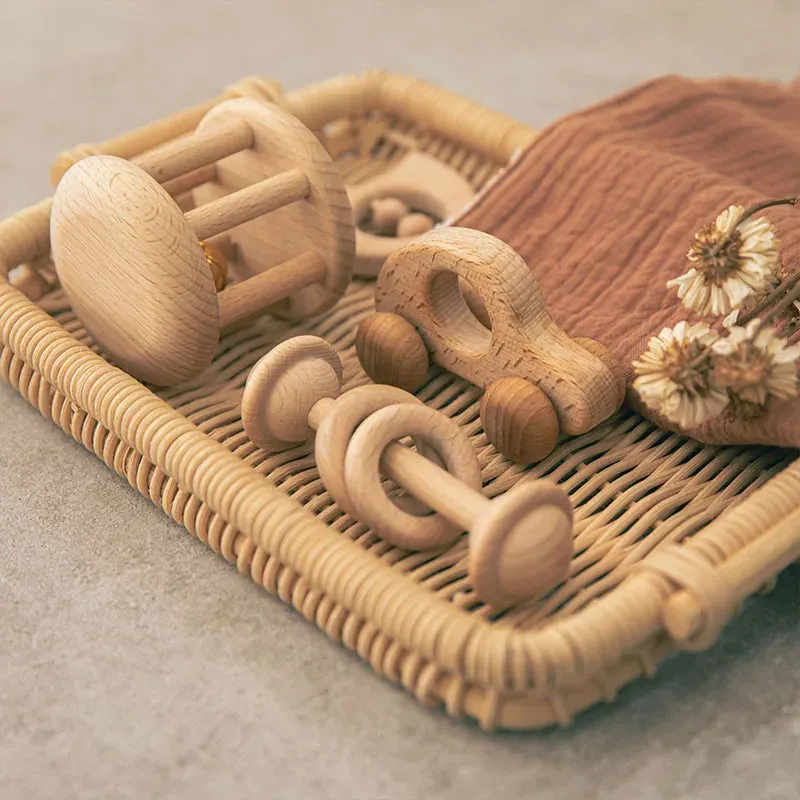 Montessori Baby Beech Wood Rattle Sets